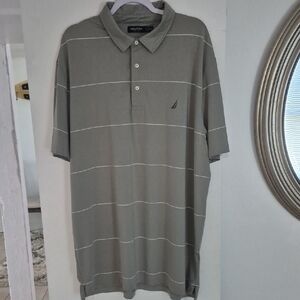 Nautica Gray Polo Shirt with Stripes Sz. XXL